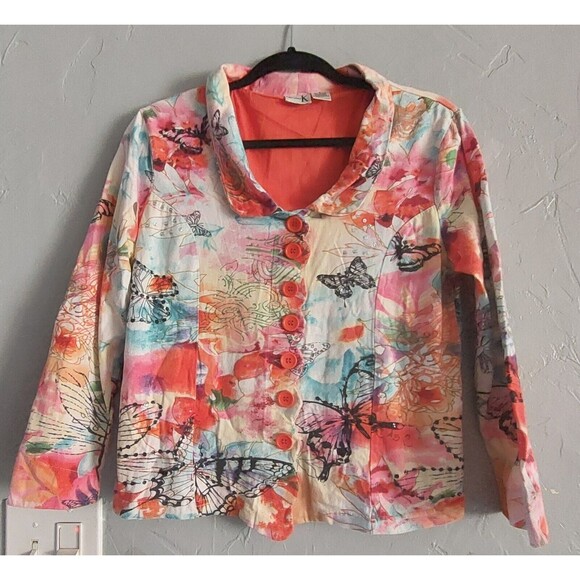 Shanak women's jacket size S, decoration with butterfly, sequins,Paisley, Button - Picture 6 of 12